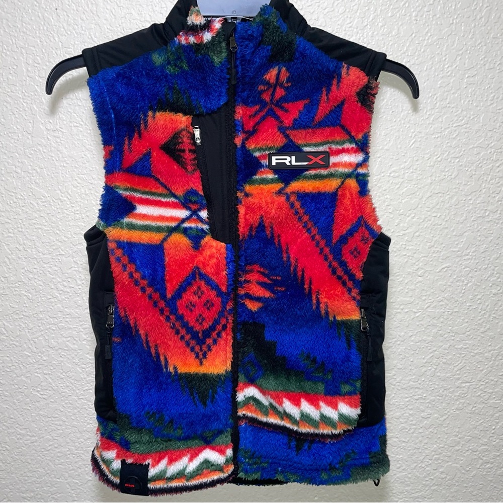 Ralph Lauren RLX Aztec Navajo Fleece Vest Jacket Mens Size XS Southwestern Print
